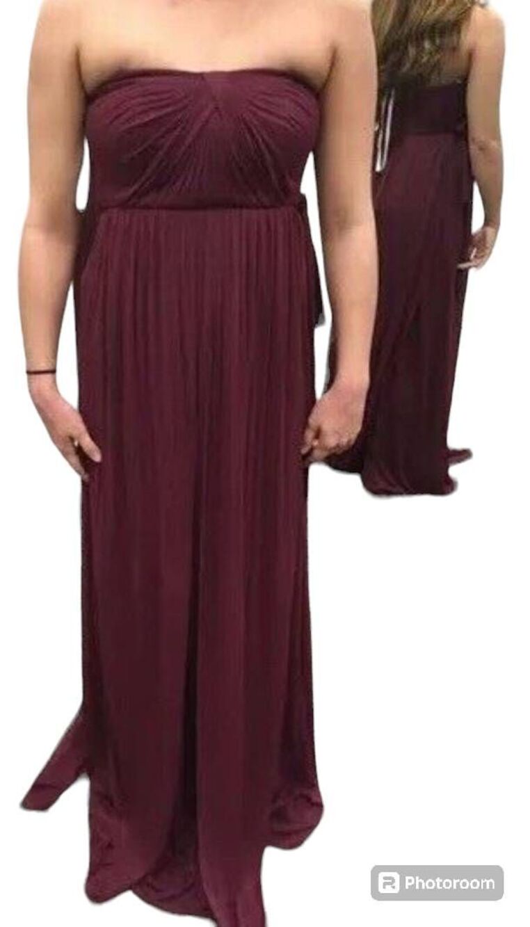 David's Bridal Versa Formal Garnet Red Wine Strapless Prom Bridesmaid's Dress -